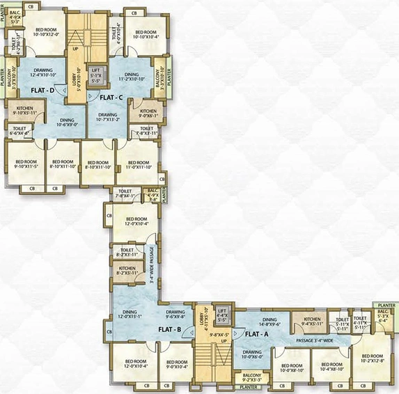 Floor Plan of Meharia Windsor The Residence in Picnic Garden, Kolkata - Image 171022