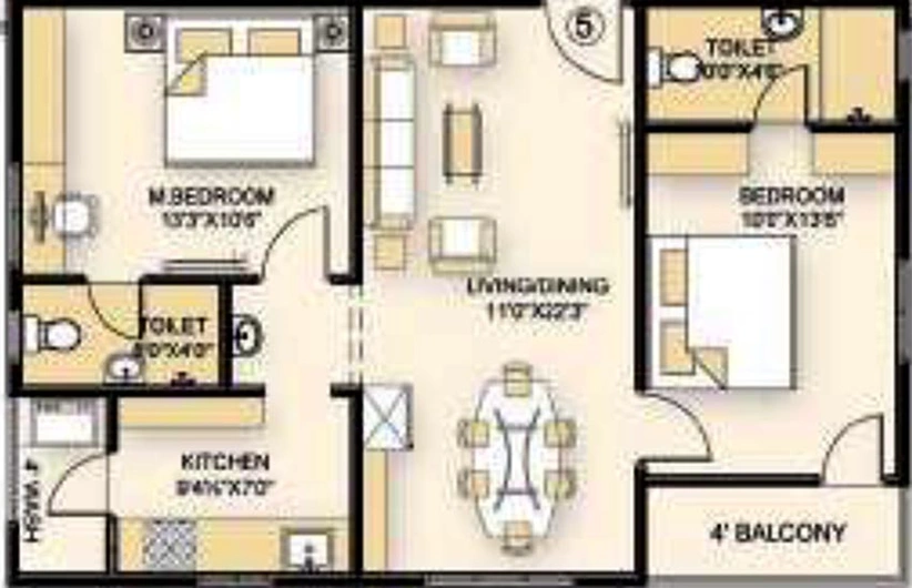 2 BHK Flat in Burugupalli Bhuvi in Yendada, Visakhapatnam - Image 816792