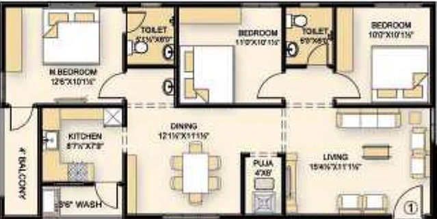 3 BHK Flat in Burugupalli Bhuvi in Yendada, Visakhapatnam - Image 816793