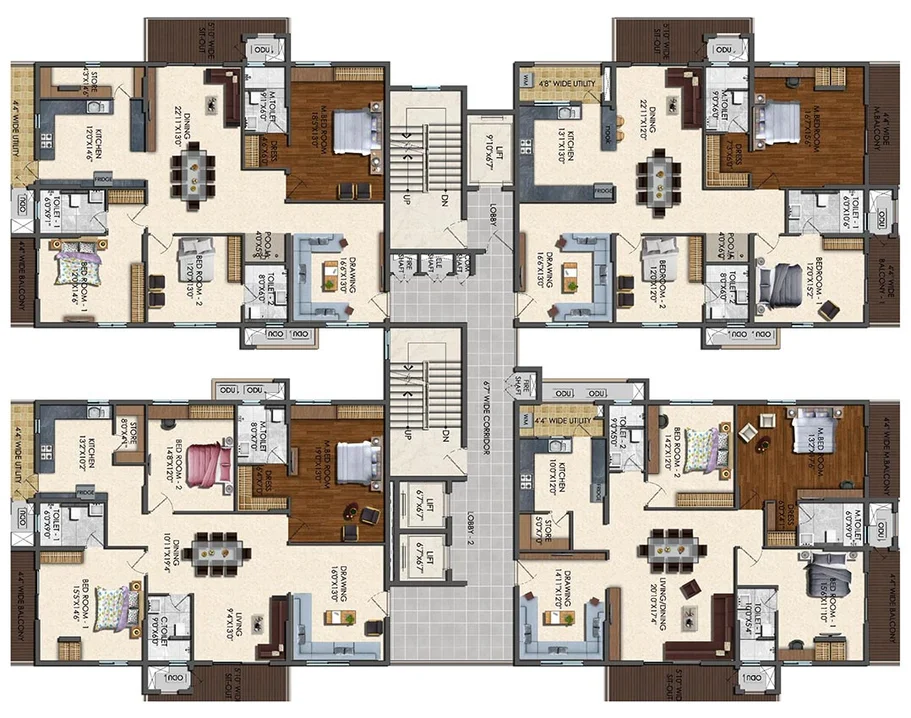 Floor Plan of Lansum Square in Maddilapalem, Visakhapatnam - Image 171099
