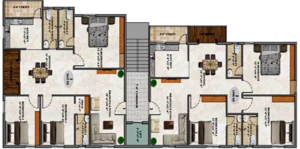 Floor Plan of Lansum Supreme in Marripalem, Visakhapatnam - Image 171105