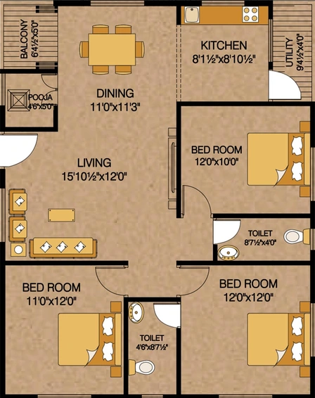 3 BHK Flat in Padmaja Pride in Madhurawada, Visakhapatnam - Image 816819