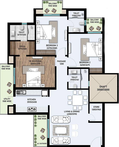 3 BHK Flat in Sapphire Imperial Estates in Sultanpur Road, Lucknow - Image 816843