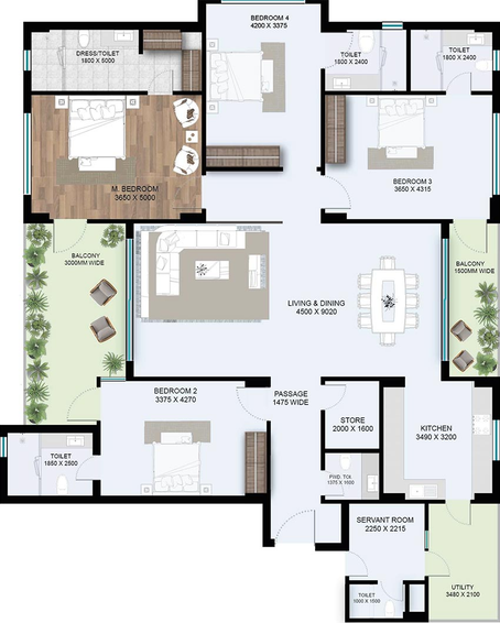 4 BHK Flat in Sapphire Imperial Estates in Sultanpur Road, Lucknow - Image 816844