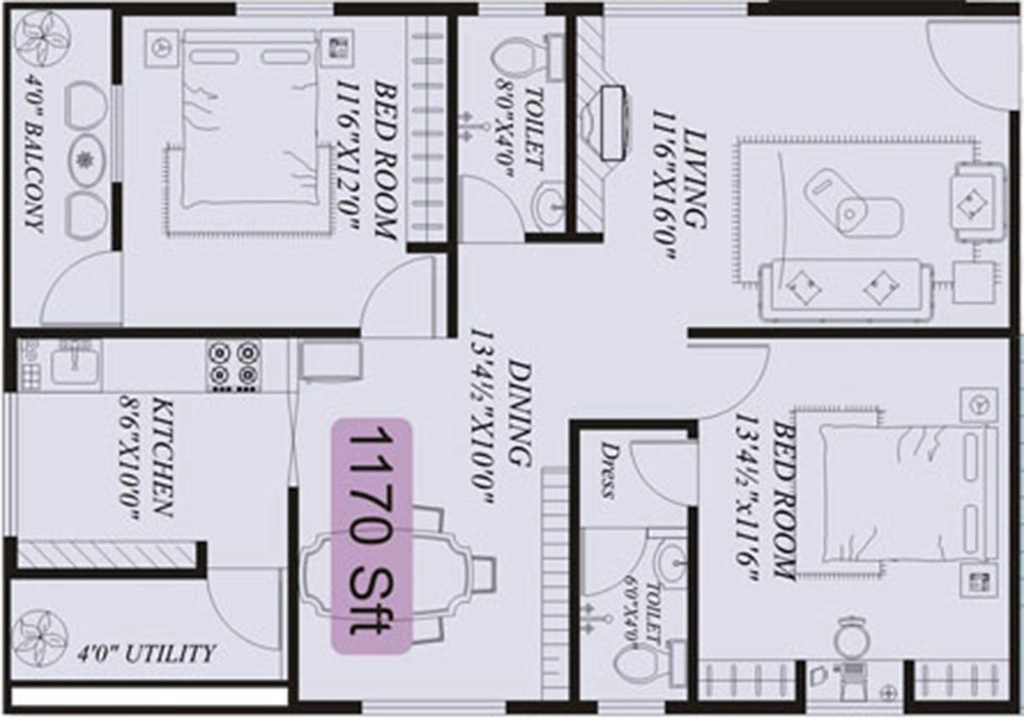 2 BHK Flat in Chilukuris Golden Gates in Madhurawada, Visakhapatnam - Image 816885
