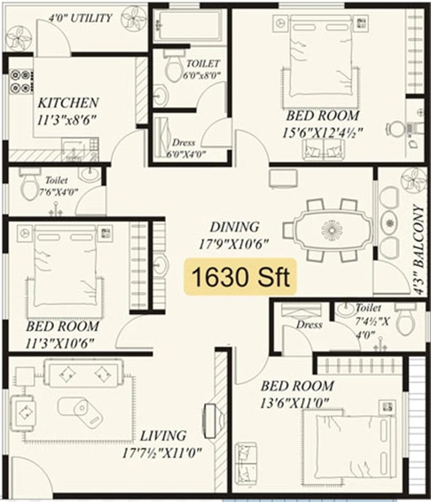 3 BHK Flat in Chilukuris Golden Gates in Madhurawada, Visakhapatnam - Image 816886