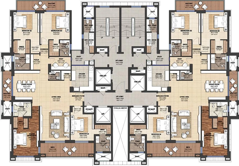 Floor Plan of Shalimar One World Valencia Towers in Gomti Nagar Extension, Lucknow - Image 171512