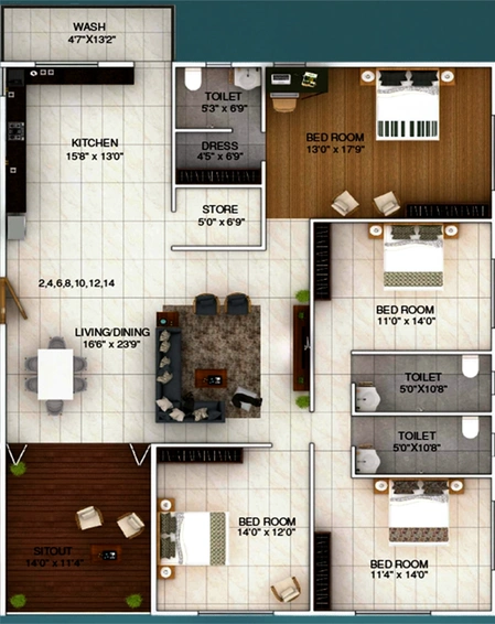 4 BHK Flat in Sakhare Natures Divine in Gangapur Road, Nashik - Image 816975