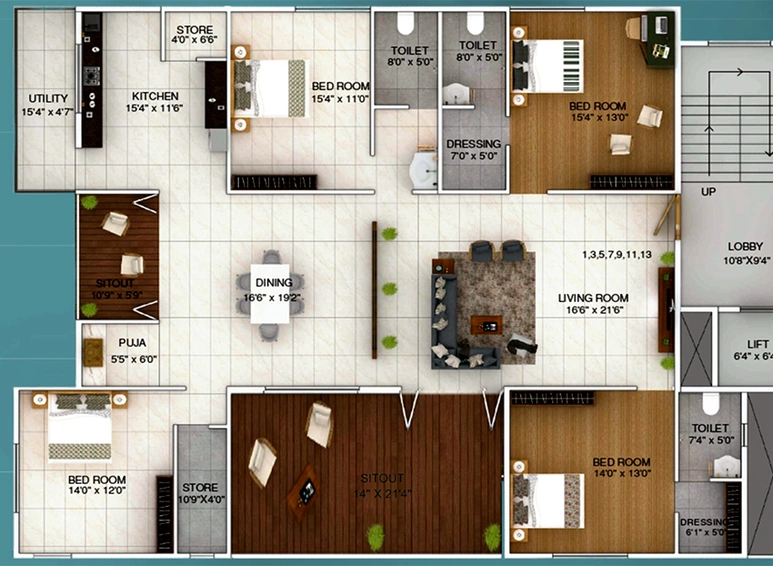 4 BHK Flat in Sakhare Natures Divine in Gangapur Road, Nashik - Image 816976