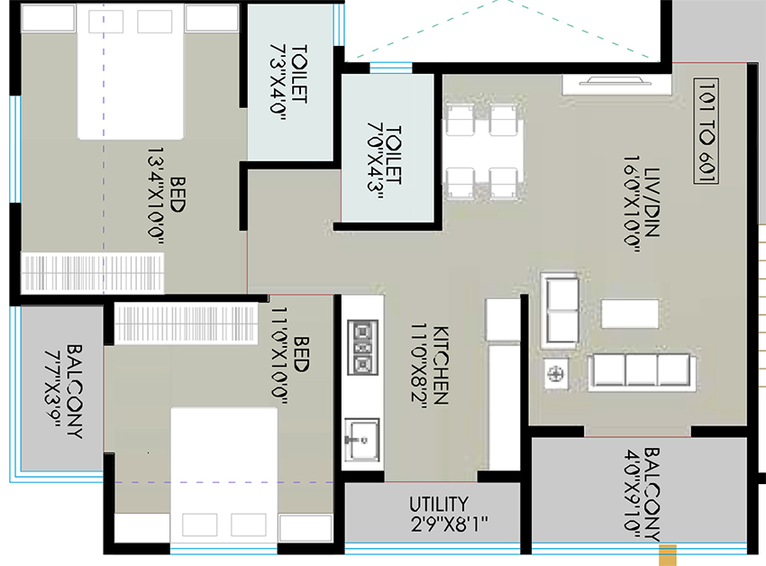 2 BHK Flat in GT Torna in Gangapur Road, Nashik - Image 816978