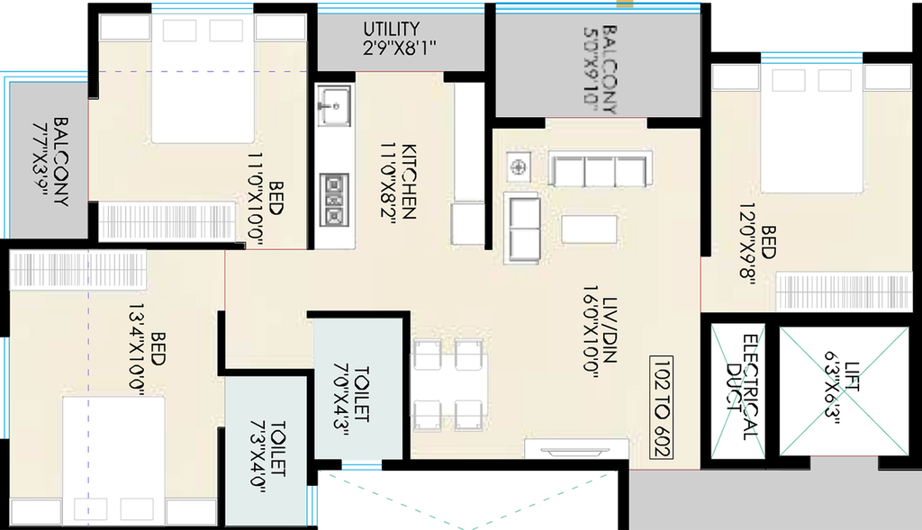 3 BHK Flat in GT Torna in Gangapur Road, Nashik - Image 816979