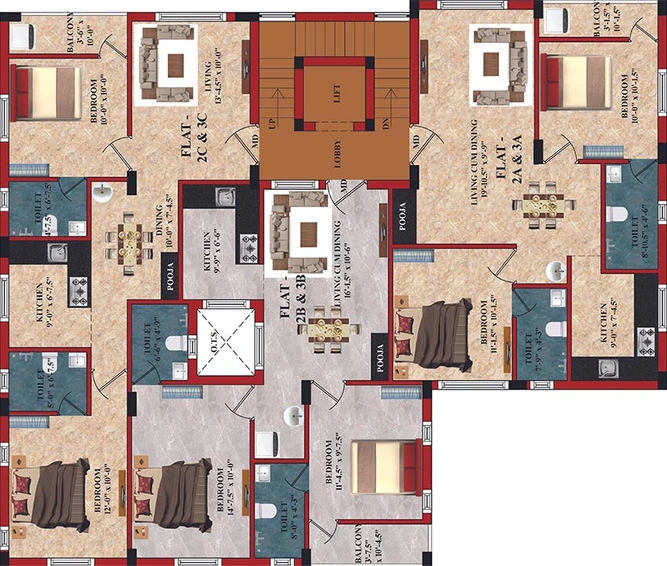 Floor Plan of Sree Guru Sukriti in Gowriwakkam, Chennai - Image 171847