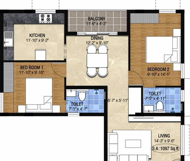 2 BHK Flat in Pushkar Kausaliya Enclave in Ayanambakkam, Chennai - Image 817121