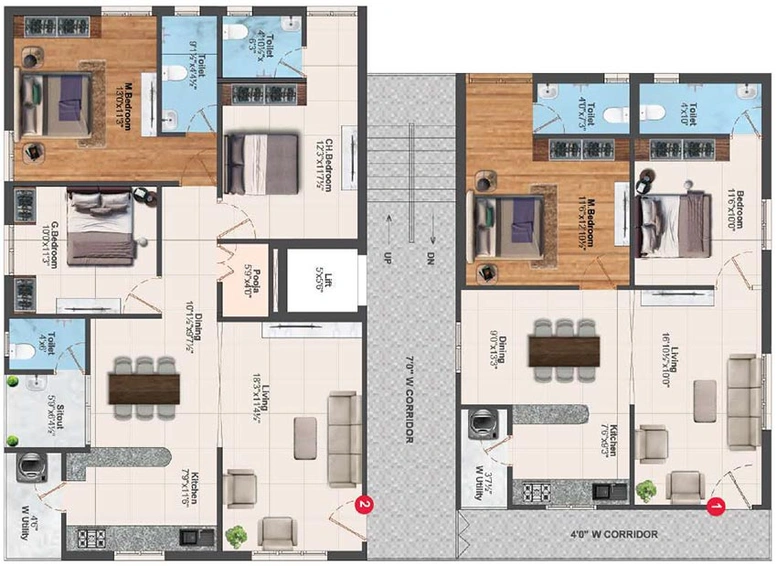 Floor Plan of Nirmal Saphire in Yapral, Hyderabad - Image 172034