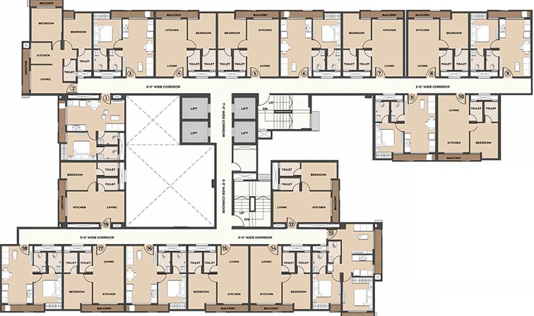 Floor Plan of Squarefeet Y Square in Kolshet Road, Thane - Image 172507