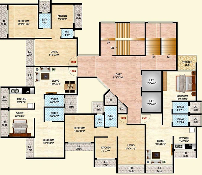 Floor Plan of Unimont RSM Athena in Ulwe, Navi Mumbai - Image 172558