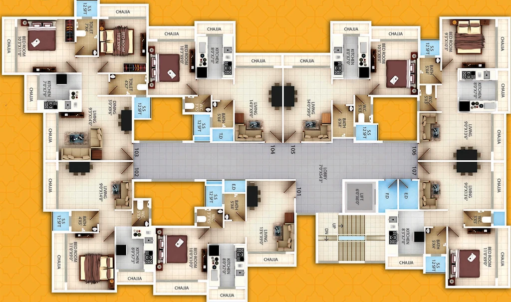Floor Plan of Unimont Opal in Dronagiri, Navi Mumbai - Image 172659