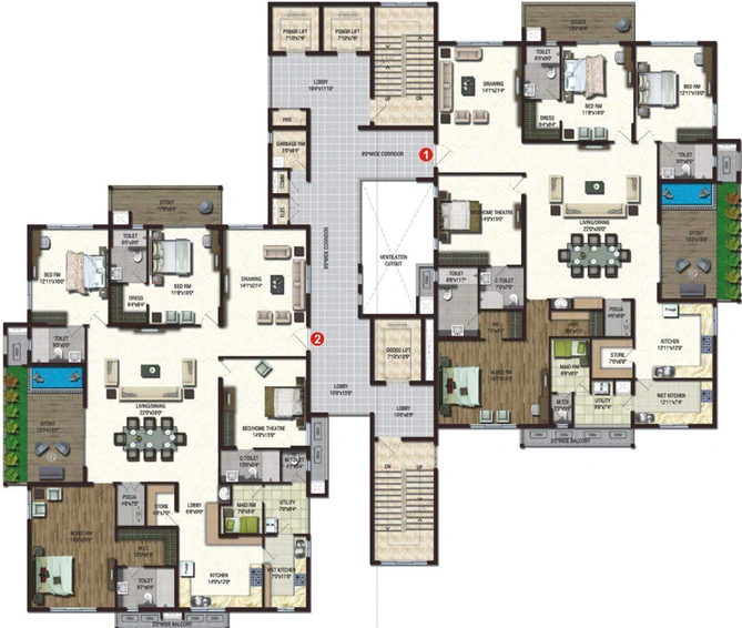 Floor Plan of Lansum Etania in Nanakramguda, Hyderabad - Image 114993