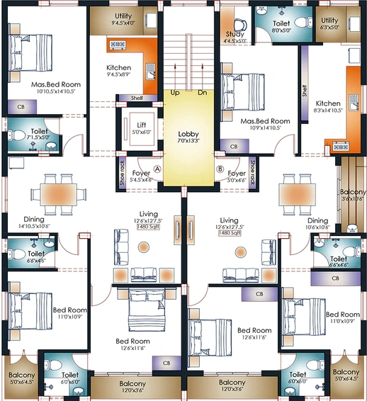 Floor Plan of Pushkar Aditya in Besant Nagar, Chennai - Image 172692
