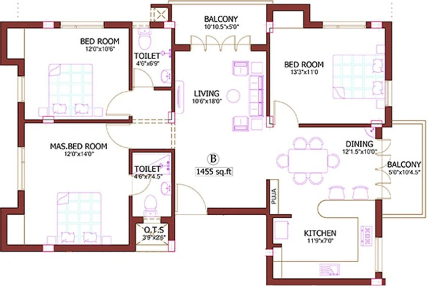 3 BHK Flat in Pushkar Desikan Villa in Anna Nagar, Chennai - Image 817411