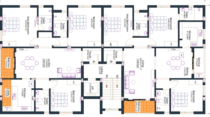 Floor Plan of Pushkar Mullai Manor in Anna Nagar, Chennai - Image 172756