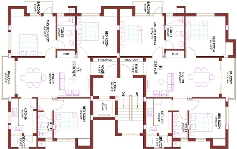 Floor Plan of Pushkar Mayfair in Anna Nagar, Chennai - Image 172835