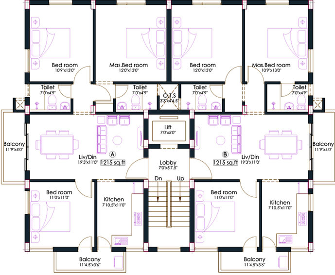 Floor Plan of Pushkar Subiksha Residence in Anna Nagar, Chennai - Image 172898