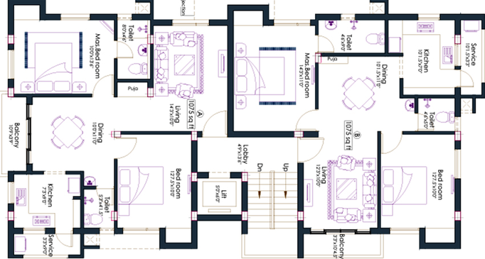 Floor Plan of Pushkar Esha Residency in Anna Nagar, Chennai - Image 172942