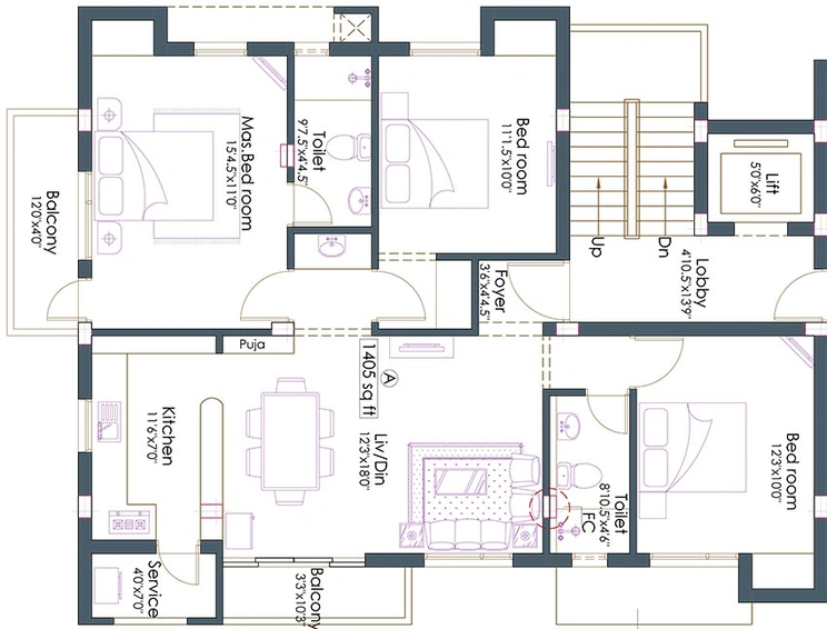 3 BHK Flat in Pushkar Fort Knox in Anna Nagar, Chennai - Image 817501
