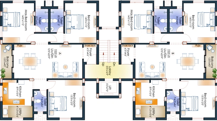 Floor Plan of Pushkar Nalanda Enclave in Anna Nagar, Chennai - Image 173029