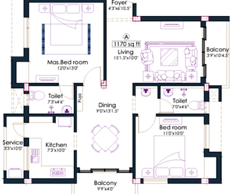 2 BHK Flat in Pushkar Prakriti in Anna Nagar, Chennai - Image 817534
