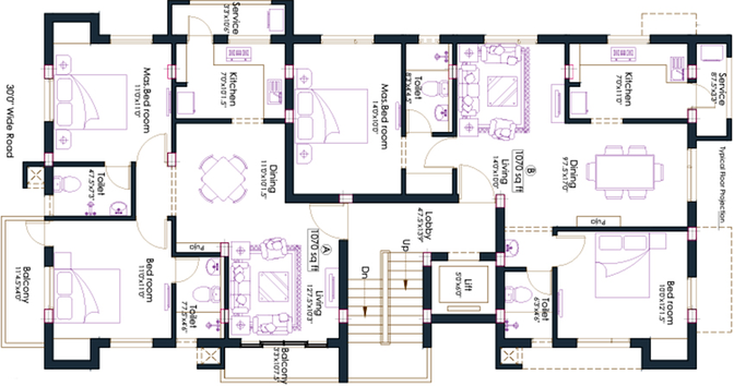 Floor Plan of Pushkar Rana Residency in Anna Nagar, Chennai - Image 173082