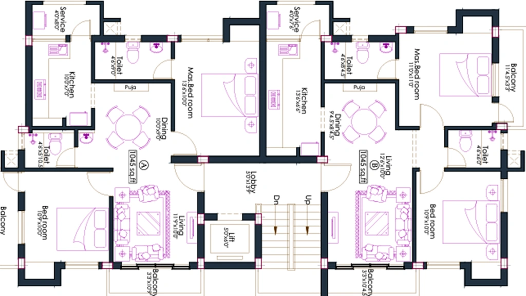 Floor Plan of Pushkar Sims Residency in Anna Nagar, Chennai - Image 173127