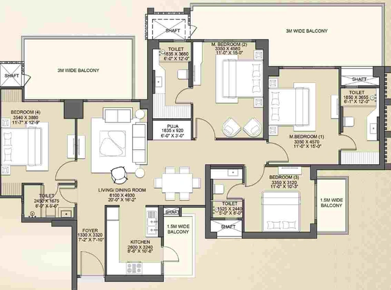 4 BHK Flat in Gaur NYC Residences in Wave City, Ghaziabad - Image 817582