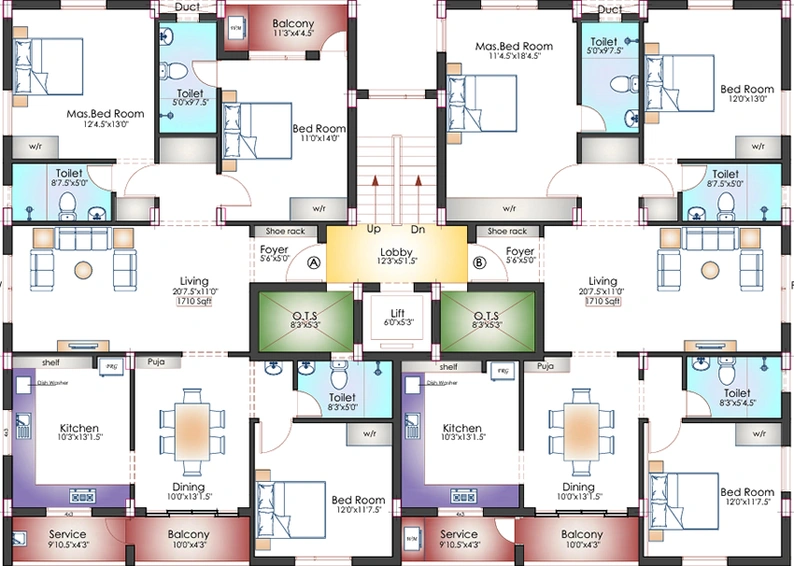 Floor Plan of Pushkar 1st at Boulevard in Adyar, Chennai - Image 173344