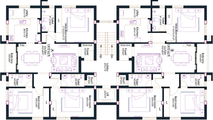 Floor Plan of Pushkar Golden Villa in Anna Nagar, Chennai - Image 173364