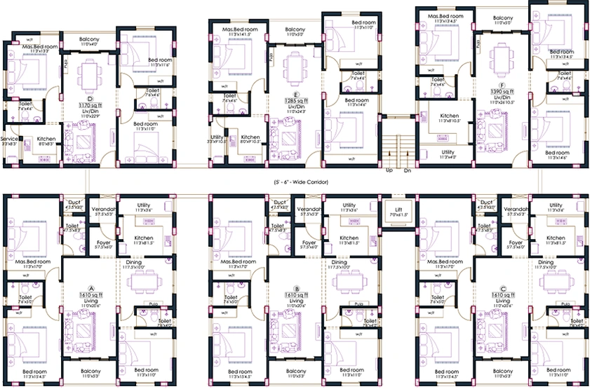 Floor Plan of Pushkar Vaibhav Enclave in Korattur, Chennai - Image 173399