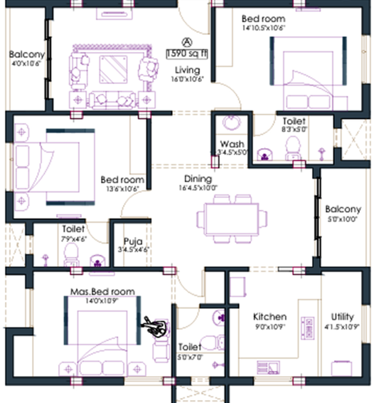 3 BHK Flat in Pushkar Pearl in Anna Nagar, Chennai - Image 817666