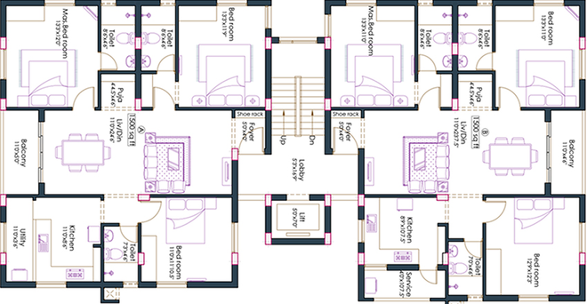 Floor Plan of Pushkar Nalantha in Anna Nagar, Chennai - Image 173420