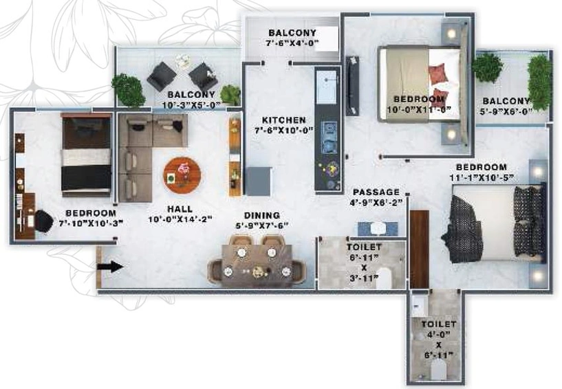 3 BHK Flat in Pyramid Gloria in Besa, Nagpur - Image 749967