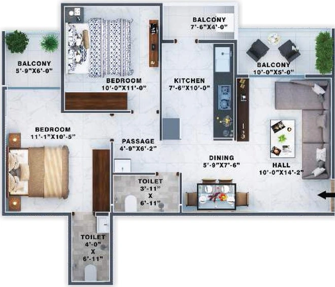 2 BHK Flat in Pyramid Gloria in Besa, Nagpur - Image 749966