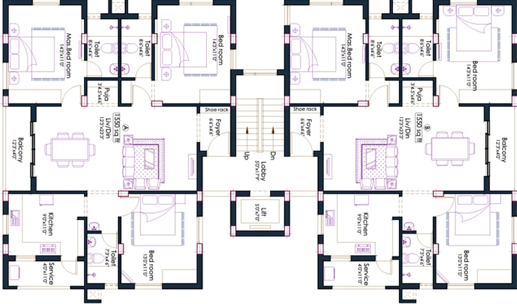 Floor Plan of Pushkar Royale Nalantha in Anna Nagar, Chennai - Image 173445