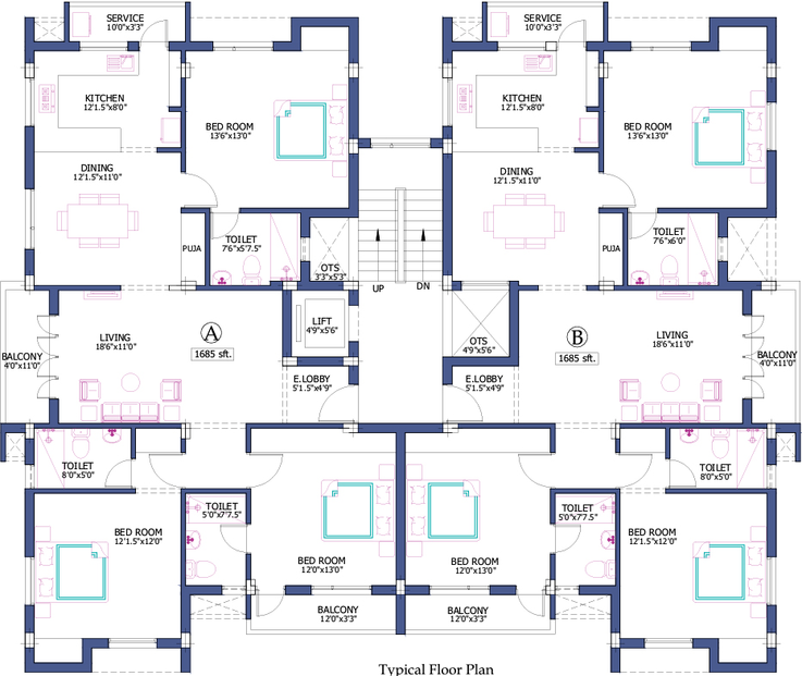 Floor Plan of Pushkar Ashna in Padi, Chennai - Image 173501