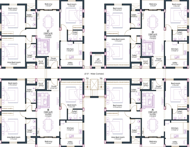 Floor Plan of Pushkar Mullai Residence in Anna Nagar, Chennai - Image 173534