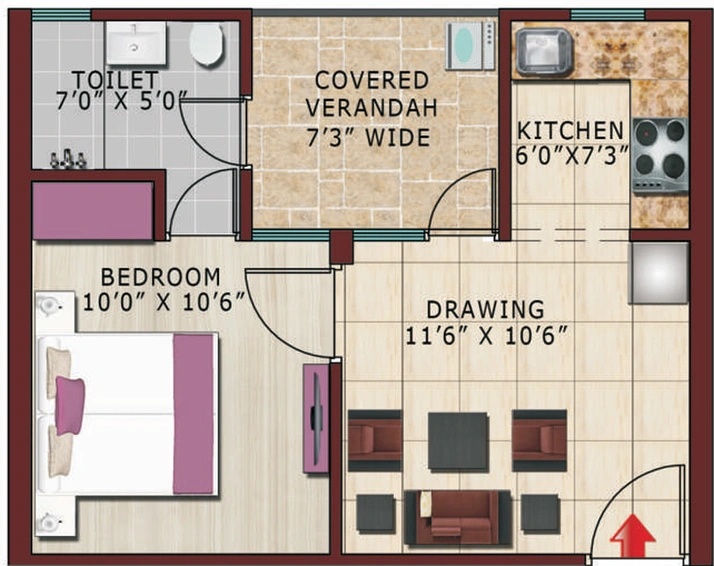 1 BHK Flat in Renowned Lotus Parkk Greens in Sector 1, Greater Noida - Image 817764