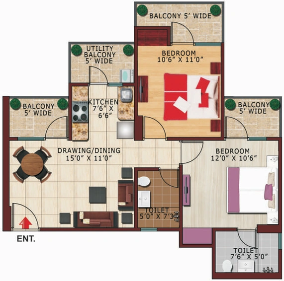 2 BHK Flat in Renowned Lotus Parkk Greens in Sector 1, Greater Noida - Image 817765