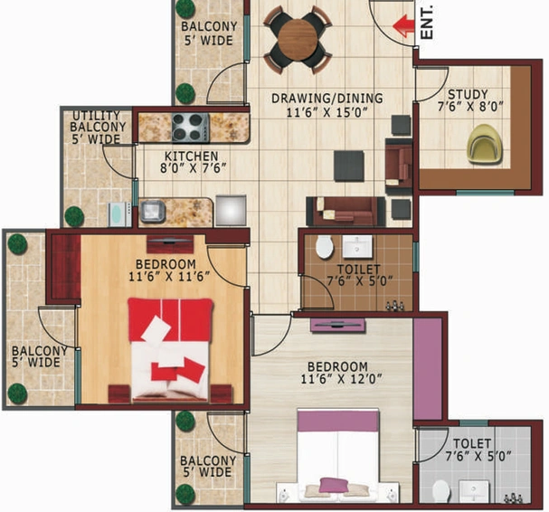 2 BHK Flat in Renowned Lotus Parkk Greens in Sector 1, Greater Noida - Image 817766
