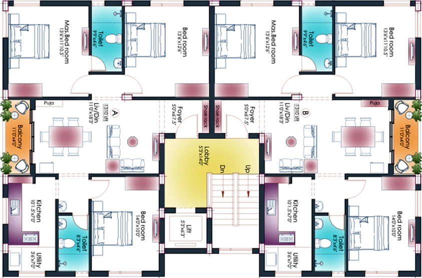 Floor Plan of Pushkar Sundari in Anna Nagar, Chennai - Image 173879