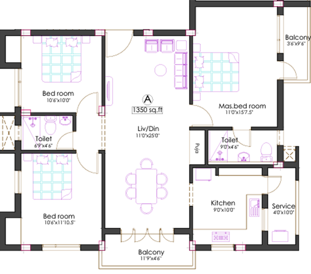 3 BHK Flat in Pushkar Arunsunai Illam in Anna Nagar, Chennai - Image 817816