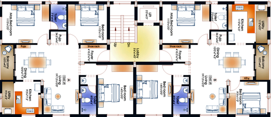 Floor Plan of Pushkar Gardenia in Kodambakkam, Chennai - Image 173919